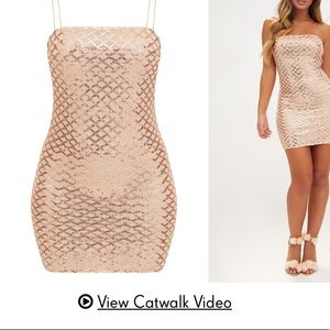 Rose Gold Strappy PrettyLittleThing Dress